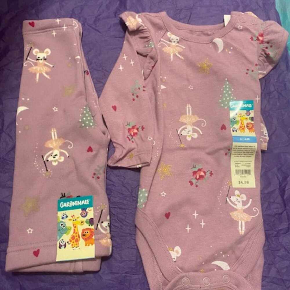 GARANIMALS PURPLE LONG SLEEVE AND PANTS SET SIZE: 3-6 months - Picture 5 of 6